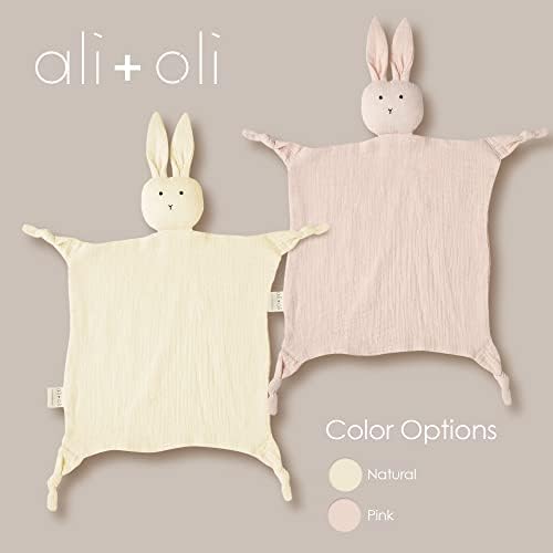 AliOli Cuddle Bunny Security Blanket - Soft Muslin for Babies