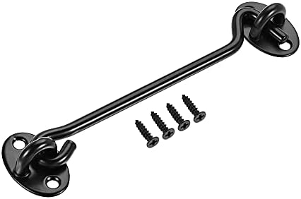 SHAUNI Hook and Eye Latch Gate Bolt Hook Lock 6 Black Button