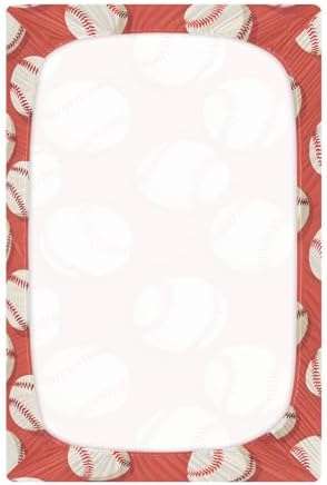 ALAZA Baseball Red Crib Sheets for Kids