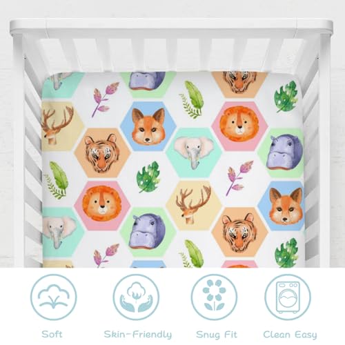 Cute Safari Animals Crib Sheets for Baby