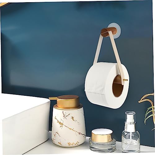 Easy Install Wall Hanging Paper Towel Holder Wooden Leather Material