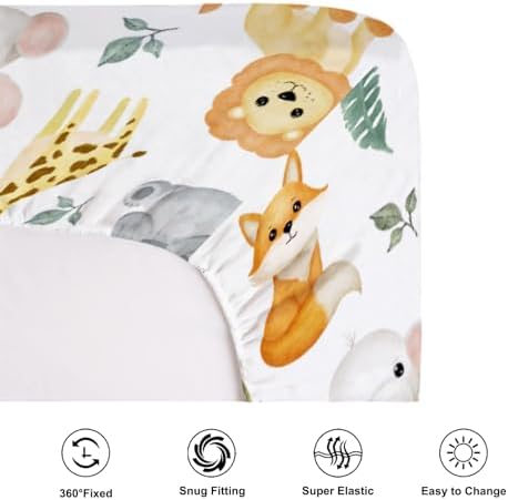 KASTLEE Jungle Safari Animals Crib Sheet for Girl Boy 52x28