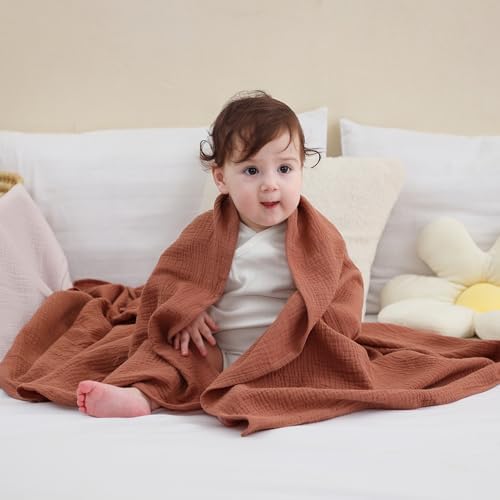 DaysU Muslin Swaddle Blanket 2 Pack - 47x47 Brown Lilac Ash