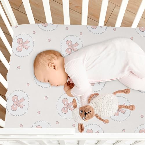 Fitted Crib Sheets with Pink Bows and Pastel Polka Dots