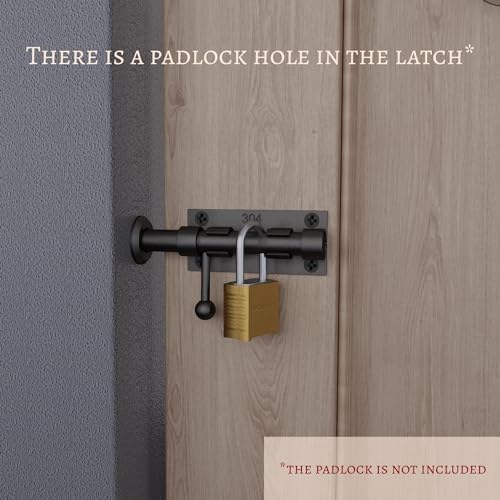 Slide Bolt Gate Latch - 63 Inch Heavy Duty 304 Stainless Steel Black