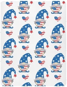 KICPOAY Fitted Crib Sheets Patriotic Gnomes 39x27in
