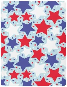 KICPOAY Red White Blue Star Crib Sheets for Baby Toddler
