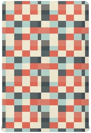 Irregular Red Blue Checkerboard Crib Sheets Stretchy Playard Sheets for Baby