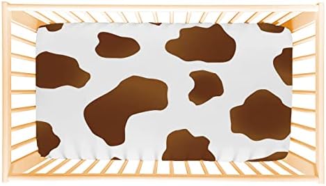 ANGELJUAN Cow Print Crib Sheet - Soft Microfiber 28x52x8