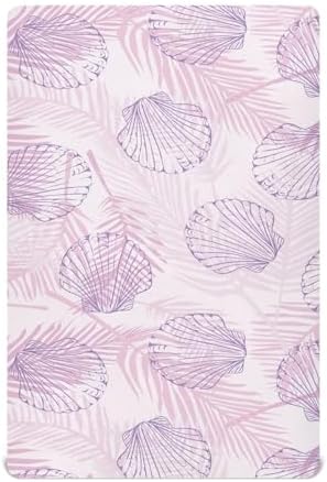 KICPOAY Fitted Crib Sheets with Seashells and Leaves Pattern