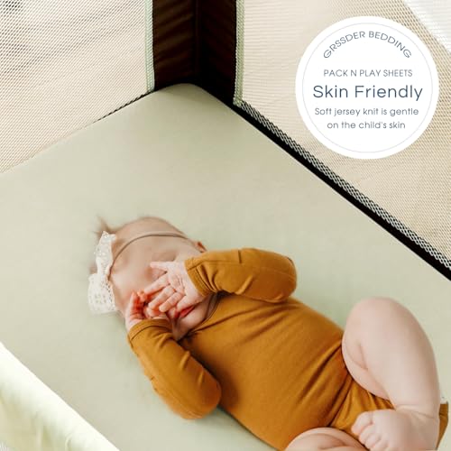 GRSSDER Mini Crib Sheets 2 Pack Sage Green