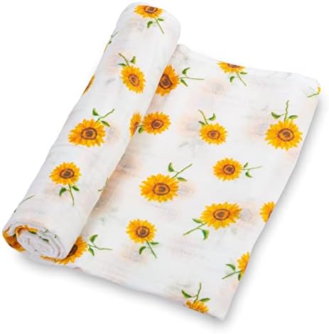 LollyBanks Sunflower Muslin Swaddle Blanket 47x47 Inches