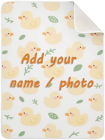 Customizable Cute Yellow Duck Baby Blanket with Name