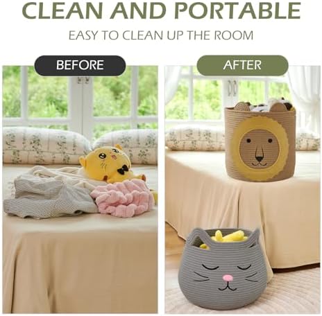 OMERAI Cotton Rope Animal Storage Basket with Handles