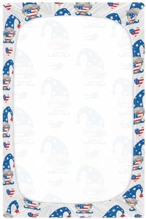 KICPOAY Fitted Crib Sheets Patriotic Gnomes 39x27in