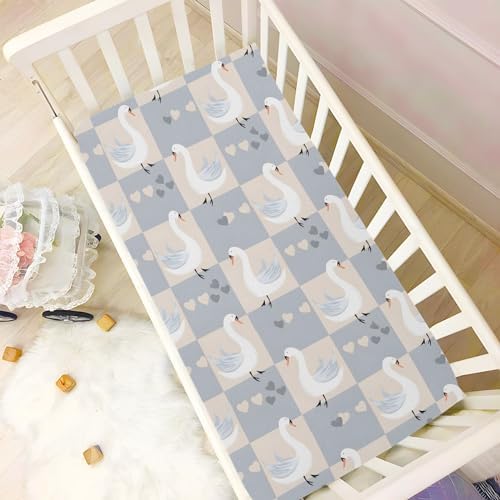 ALAZA Swan Farm Grey Buffalo Plaid Crib Sheets for Boys and Girls