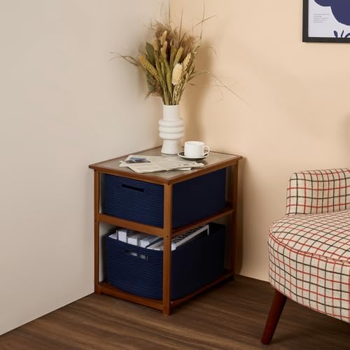 MiniArk Large Storage Baskets 2 Pack Navy Blue 17x13x75