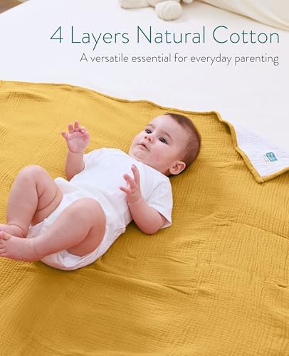 Mom Beebi Muslin Baby Blanket 37x37 Amber 4-Layer Swaddle