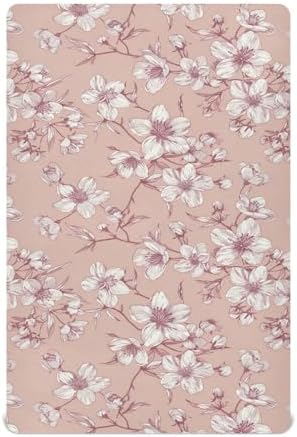 Wassud Elegant Cherry Blossoms Crib Sheets for Boys Girls