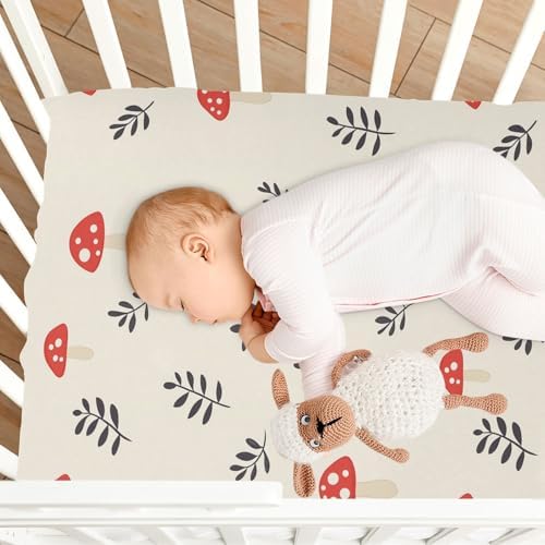 Wassud Mushrooms Pattern Crib Sheets 28x52 Inch