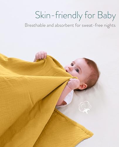 Mom Beebi Muslin Baby Blanket 37x37 Amber 4-Layer Swaddle