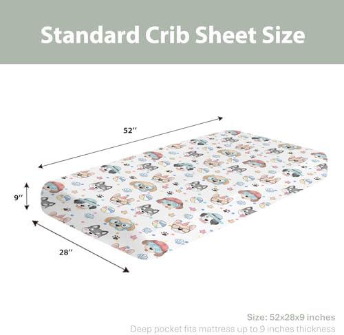 Cute Dog Pattern Crib Sheets 28x52 for Baby