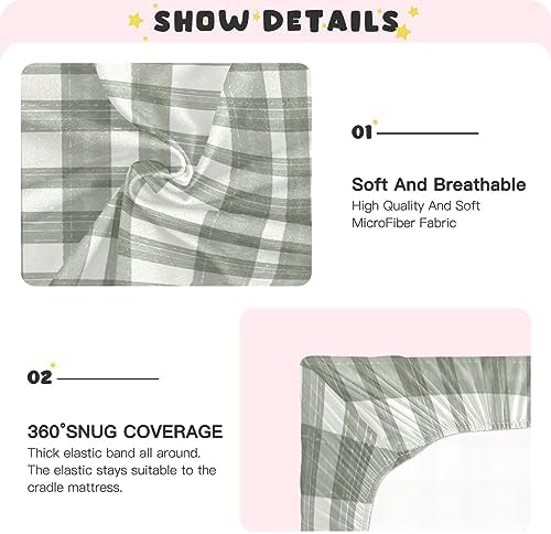 Caikeny Fitted Crib Sheet Sage Green Plaid