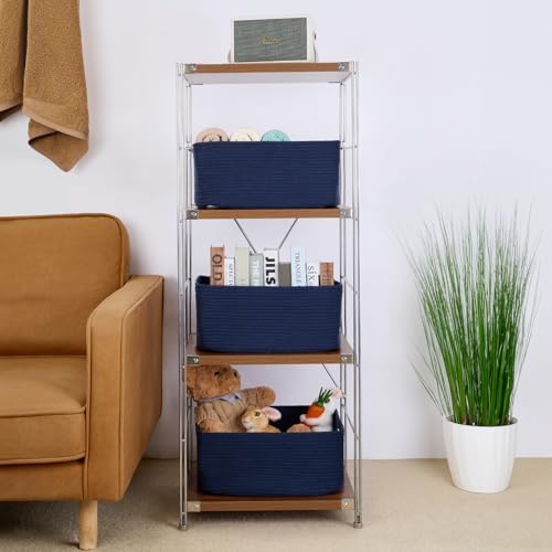MiniArk Large Storage Baskets 2 Pack Navy Blue 17x13x75