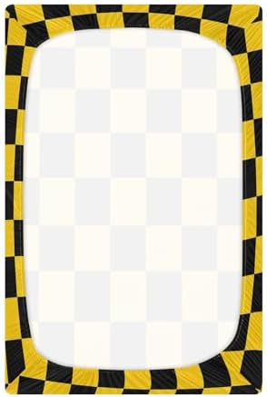 Wassud Yellow and Black Checkered Crib Sheets Set