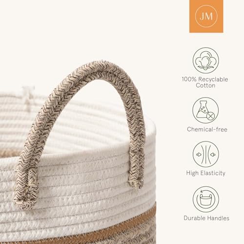 LA JOLIE MUSE Woven Cotton Laundry Basket 16x14x14 Inches