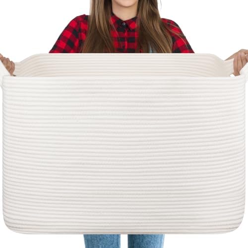 OIASKET 118L Extra Large Woven Blanket Basket with Handle