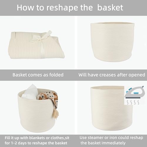 Cotton Rope Storage Basket for Kids Baby 16x14 Round Woven Basket
