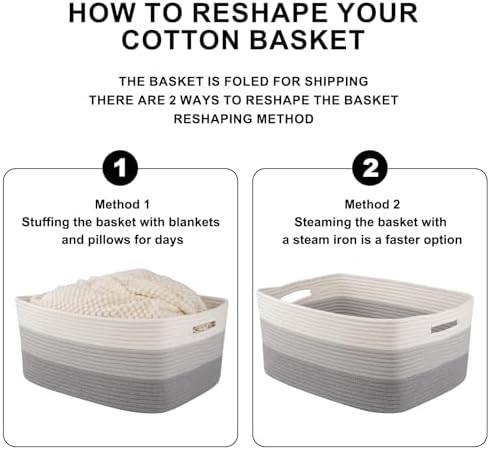 OIASKET 2 Pack Woven Rope Storage Baskets