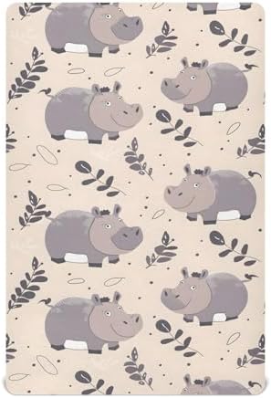 ALAZA Hippopotamus Crib Sheet for Girls and Boys