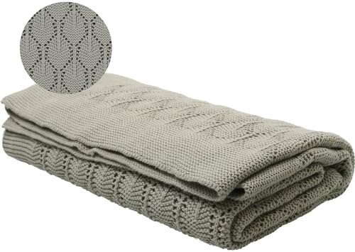 Chunky Pointelle Knit Baby Blanket 29 x 36 Unisex Swaddle
