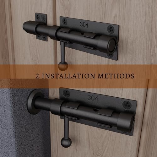 Slide Bolt Gate Latch - 63 Inch Heavy Duty 304 Stainless Steel Black