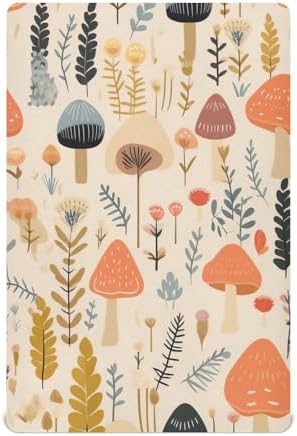 Wassud Cute Mushrooms Crib Sheets 27x39 Inches Pack and Play