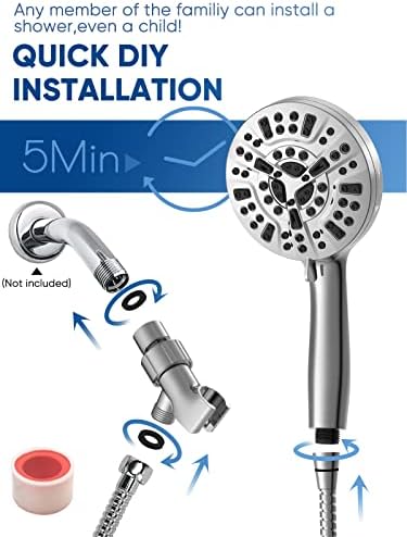 Pavezo High Pressure Handheld Shower Head with 10 Modes and 60 Inch Hose