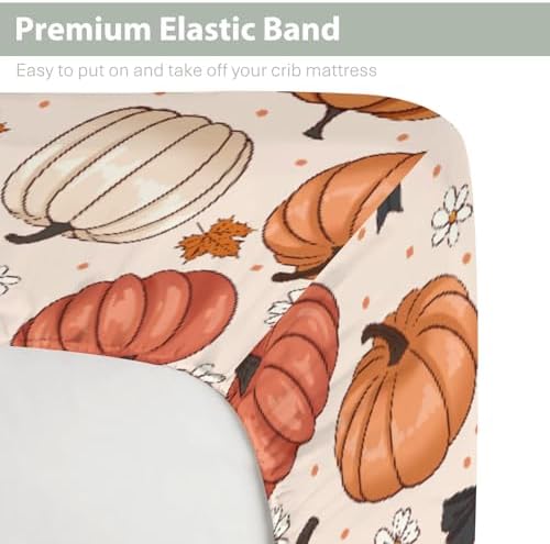 Fall Pumpkins Bows Crib Sheets for Baby Boy Girl