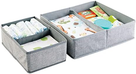 mDesign Fabric Drawer Organizer Bins Set of 2 Gray