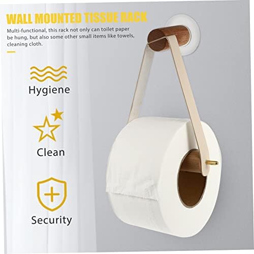 Easy Install Wall Hanging Paper Towel Holder Wooden Leather Material