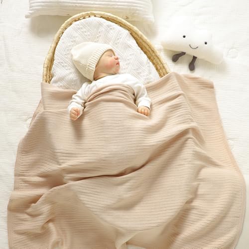 Wugugu Baby Swaddle Blanket 30x40 Inch Cotton Ribbed Knit