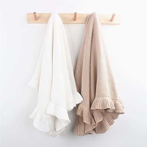 CHENGBEI Ruffle Edge Baby Blanket Neutral White Non-Fluorescent