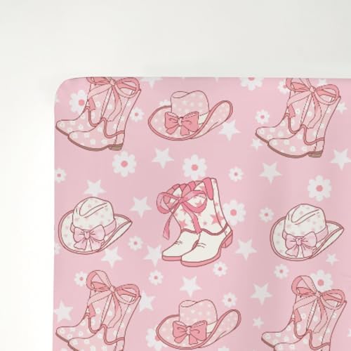 Pink Floral Bows Crib Sheet for Girl