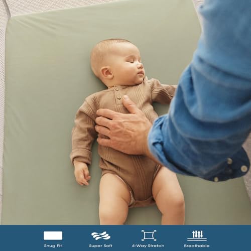 GRSSDER Mini Crib Sheets 2 Pack Sage Green