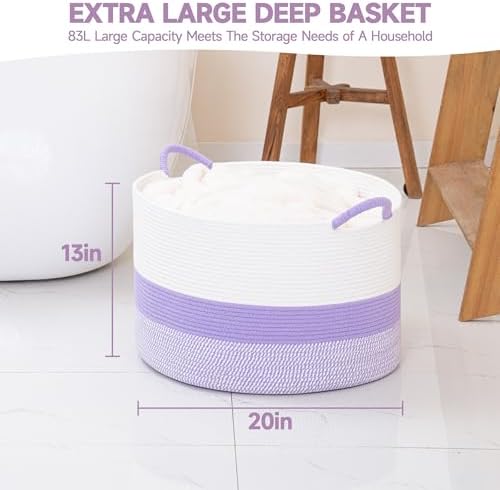CLHMILYZ Cotton Rope Basket - 20x13 Inches Storage Bin