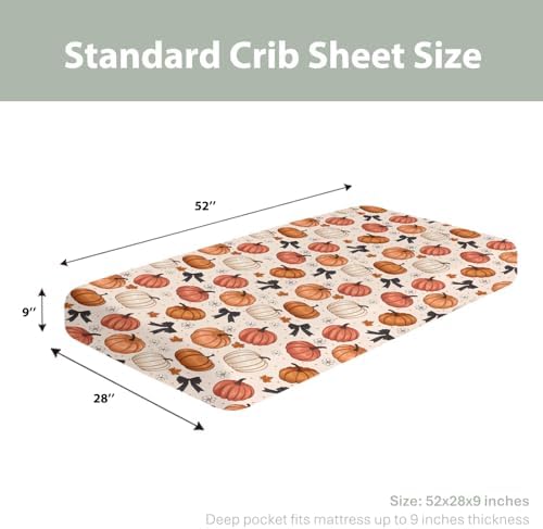Fall Pumpkins Bows Crib Sheets for Baby Boy Girl