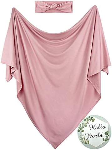 OWLOWLA Swaddle Blanket and Hat Set for Newborns Blush
