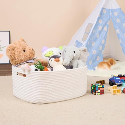 MiniArk Woven Storage Baskets 2 Pack 17x13x75 Off White