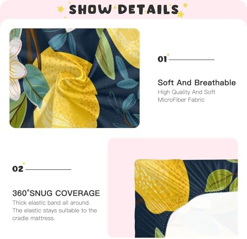 ALAZA Lemon Boho Retro Crib Sheets for Girls and Boys